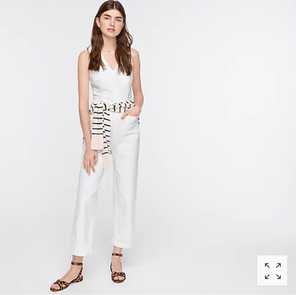 J Crew V-neck denim jumpsuit in white AK725 - Picture 2 of 6